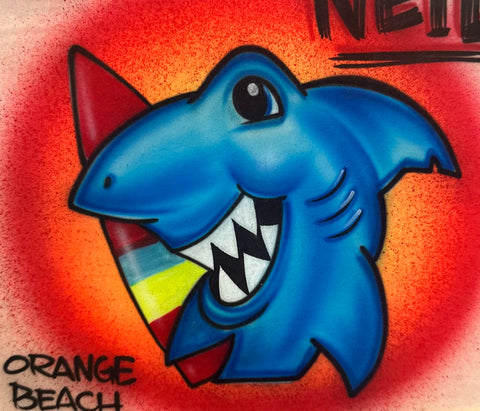 Animals Shark with Surfboard # 2273 art / Stencil