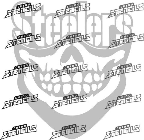 Football Steelers half skull # 2039 art stencil